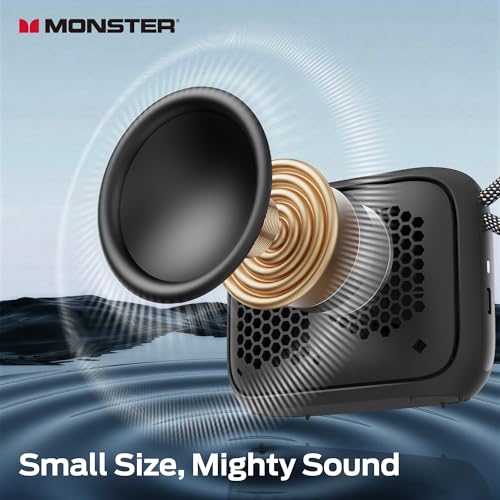 Monster S520 Portable Speaker, IPX7 Waterproof Speakers Bluetooth Wireless, Bluetooth 6.0 Small Speaker, 12 Hours Battery Life, TWS Pair for Outdoors/Beach/Home/Travel, Black