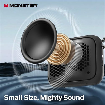 Monster S520 Portable Speaker, IPX7 Waterproof Speakers Bluetooth Wireless, Bluetooth 6.0 Small Speaker, 12 Hours Battery Life, TWS Pair for Outdoors/Beach/Home/Travel, Black
