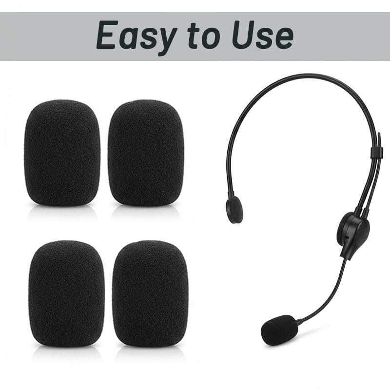 6 Pack Headset Microphone Covers Foam - Lapel Headset Microphone Windscreen Sponge Foam - Microphone Windscreen Mini Foam Cover for Variety of Headset Microphone (Black)