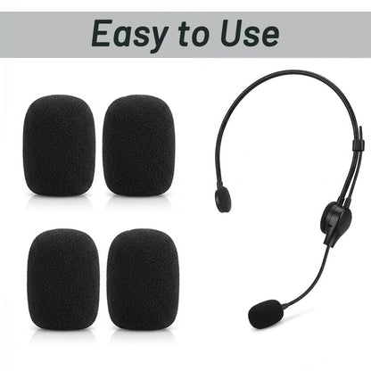 6 Pack Headset Microphone Covers Foam - Lapel Headset Microphone Windscreen Sponge Foam - Microphone Windscreen Mini Foam Cover for Variety of Headset Microphone (Black)