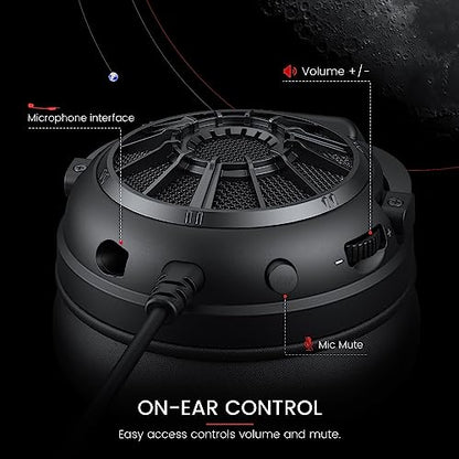 EKSA Wired Gaming Headset for PS5, PC, Xbox Series X|S,Xbox One, PS4, Switch - Game Headset with Mic, 3.5mm Gaming Headphones with Detachable Noise Canceling Microphone with 50mm Drivers