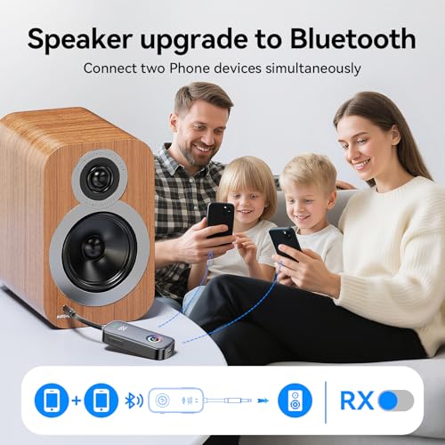 A6 Pro Bluetooth Receiver Transmitter,2-in-1 Wireless Audio Adapter for Airplane/TV/PC/Gym-Dual Link Headphone,Bluetooth Receiver for Car/Home Stereo,Low Latency,Battery Display,Built-in MIC