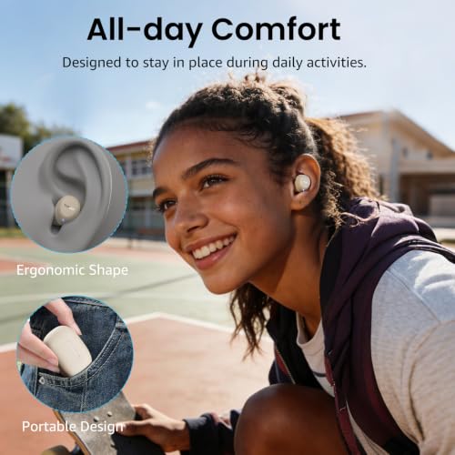 TOZO A1 Wireless Earbuds Bluetooth 5.3 Light Weight in Ear Headphones | IPX5 Waterproof, 2 Mics for AI Calls, Immersive Premium Sound Bass Ear buds with Charging Case, 32 Presets EQ via TOZO App - color: Light Khaki