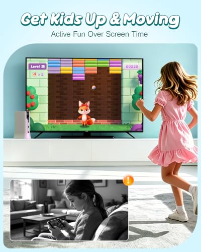Kids Video Game Console - AR Motion & Active Play System for TV | Plug & Play Offline AI Motion Tracking+ Gamepad. Preloaded Games. Gift for Boys & Girls Ages 4–12. Fun for Family & Playdates