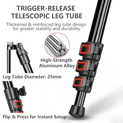 FreeSea MT-339 72" Camera Tripod with Detachable Monopod | 360° Ball Head & Quick Release Plate, Aluminum Alloy, 15KG Load Capacity, for DSLR & Video Camera, with Storage Bag