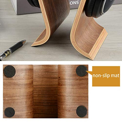 Linkidea Wooden Omega Headphones Stand/Wooden Headphone Hanger/Wood Headset Holder/Omega Earphone Desk Display Hanger - Wooden Headsets Walnut Finish