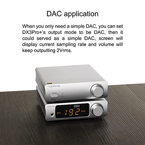 Topping DX3pro+ LDAC Headphone Amplifier - ES9038Q2M XU208 NFCA Bluetooth5.0 Audio Decoder USB/Opt/Coax DAC AMP Pre Amplifier with Remote Control (Black) - color: Black-01