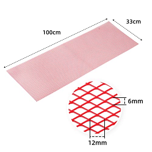 AggAuto Universal 40"x13" Car Grill Mesh 6x12mm Rhombic Hole Red | Aluminum Alloy Automotive Grille Insert Bumper, One of the Most Multifunctional Shape Grids 100x33cm - size: 6x12mm Rhombus - Red