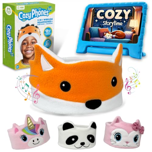 CozyPhones Toddler Headphones Wireless, Kids Bluetooth Earphones, Safe Volume - Wired School Headphones for Kids with 3.5 MM Jack and Travel Bag - Toddler Airplane Accessories for Boys & Girls - Fox - color: FOX WIRELESS