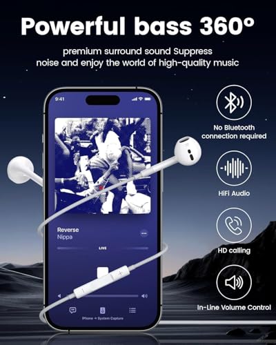 USB C Wired Headphones [2-Pack] with Microphone – HiFi Earbuds Stereo, Nosie Reduction, Audio, Earphones Compatible with iPhone 17/16/15, Samsung Galaxy S26/S25/S24/S23, Google Pixel, iPad, MacBook
