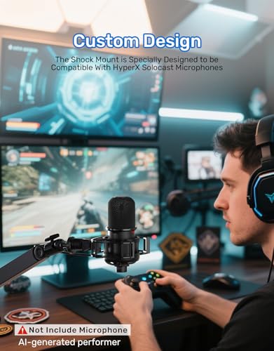 Custom Built Shock Mount for HyperX SoloCast & Razer Seiren Mini Microphone | Elastic Anti-Vibration Suspension, Holder Clip for Mics and Stands, Shock Mount for HyperX SoloCast & Razer Seiren Mini - size: HyperX SoloCast Shock Mount