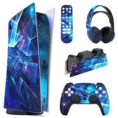 PlayVital Multidimensional Galaxy Full Set Skin Decal for ps5 Console Digital Edition, Sticker Vinyl Decal for ps5 Controller & Charging Station & Headset & Media Remote - color: Multidimensional Galaxy