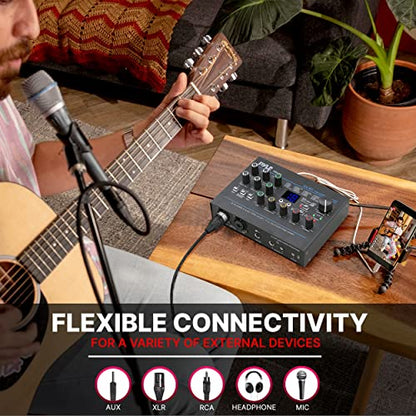 Pyle USB Audio Interface - MIC/LINE - Guitar - AUX Stereo & RCA Inputs - Preset 24 Digital Effects - Phantom Power - Phone/Stereo/Monitor/Headphone Outputs - For Computer Playing & Recording - PMUX9 - style: Interface Digital