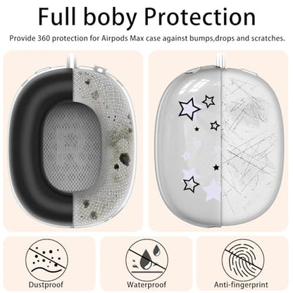 Silicone Case for AirPods Max Headphones, Clear Star Soft TPU Ear Cups Cover/Ear Pad Cover/Headband Protection for Apple AirPods Max USB-C/Lightning (2024/2020) (Black) - color: Black