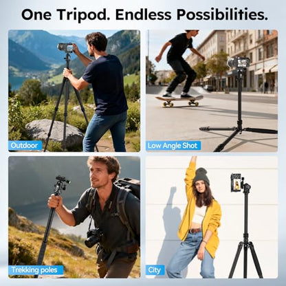SIRUI Carbon Fiber 2-in-1 Tripod/Monopod, 360° Ball Head, Detachable Leg as Monopod/Trekking Pole, 8kg/17.6lbs Payload, Max 66.18" – Lightweight Travel for DSLR Mirrorless Outdoor Hiking AM-7C - style: Carbon Tripod&Monopod