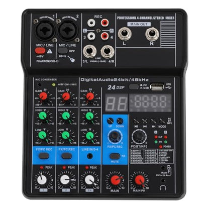 4 Channel USB Interface Mixer, DJ Controller Sound Mixer, Professional Digital Audio, Portable Sound Mixing Console for DJ, Karaoke & Streaming