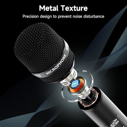 Wireless Microphones, Wireless Microphone with One-to-One Chip Connection, Less latency, 200FT Range, 40H Rechargeable Battery,Plug and Play, Ergonomic Design, Microphone for Singing, Speaker, Party