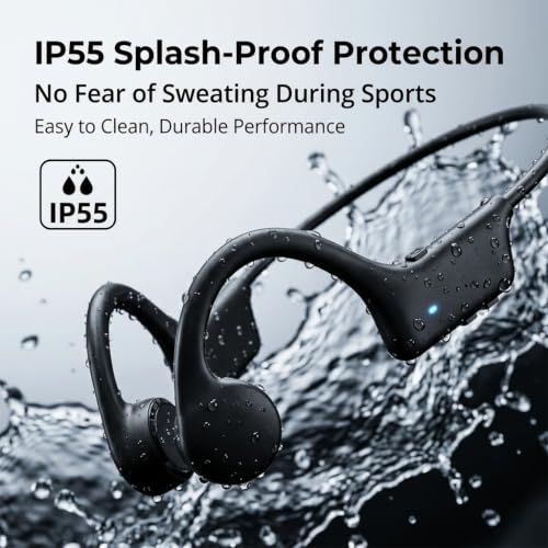 Bone Conduction Headphones, Bluetooth 5.3 Open Ear Sport Headphones, IP55 Sweatproof Wireless Earphones, 29g Ultra Lightweight 8H Playtime Headset for Running Gym Cycling Workout