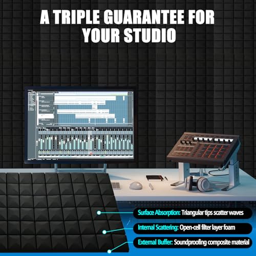 2 Pack Acoustic Foam Panels, 48 x 24 x 2" Sound Proof Foam Panels for Walls | High Density Fire Resistant Soundproof Wall Foam, Noise Cancelling Panels for Recording Studio & Home Office - size: 2 Pack