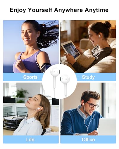 2 Pack [Apple MFi Certified] Wired Headphones for iPhone 14 13 12 Pro Max | 2Pack Wired Earbuds with Built-in Mic & Volume Control HiFi Stereo Nosie Reduction Earphones for iPhone 14 13 12 11 XS XR X 8 - color: LWhite