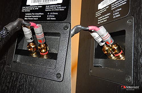 Nakamichi GrubLock Excel Series 24k Gold Plated Banana Plugs, 10-18 AWG | Gauge Size 4mm for Speakers Amplifier Hi-Fi AV Receiver Stereo Audio Wire Cable Screw Connector, 4 Pcs (2-Pairs) - size: 4 Pcs (2-Pairs)