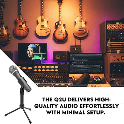 SAMSON Q2U USB/XLR Dynamic Microphone Recording and Podcasting Pack (Black) | For recording and podcasting
