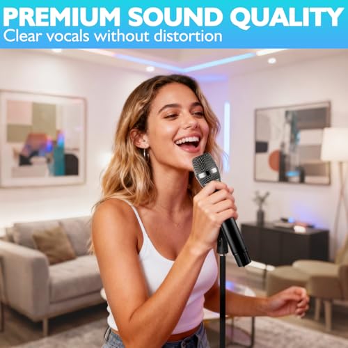 Karaoke Wireless Microphones for Singing with Auto 2.4GHz Stable Reception