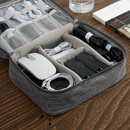 Organizer Case Small Electronic Devices USB Charger Accessories Mouse Phone Cable SD Power Bank Earphone - color: Large-Purple