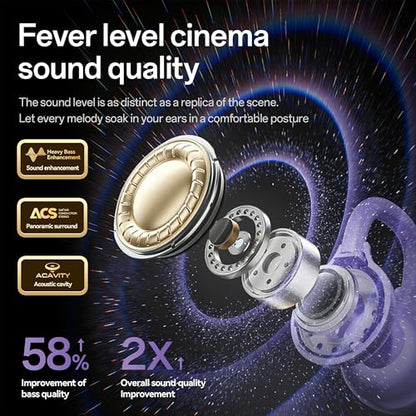Open Ear Earbuds Open Ear Headphones Wireless Bluetooth 35Hrs Playtime Stereo Sound Ear Buds Wireless Charging Case Digital Display Open Earbuds for Running, Workout, Travel, and Daily Use (Black) - color: Black