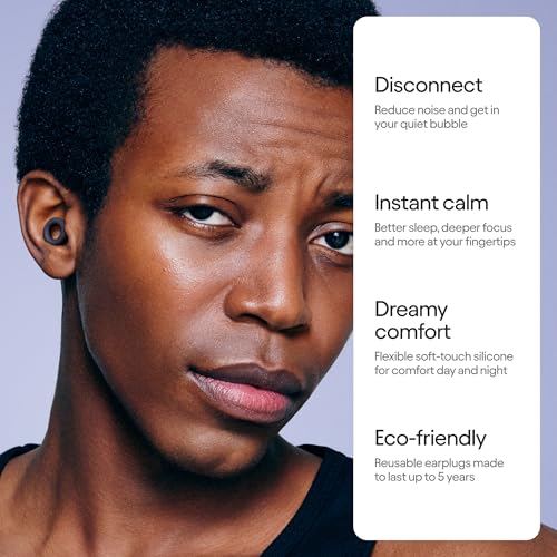 Loop Quiet 2 Ear Plugs - Ultra-Comfy Reusable Hearing Protection for Sleep | 24dB SNR noise reduction. Flexible, customizable fit. Reusable & washable. For deep focus, travel, noise sensitivity - color: Black