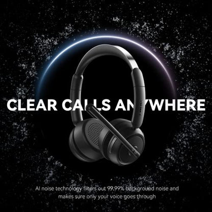 Wireless Headset with Mic for Work, Bluetooth Headset with Microphone (Noise Cancelling & Mute Button), Wireless Headphones with Mic for Work from Home/Office/PC/Call Center/Computer/Laptop/Teams/Zoom