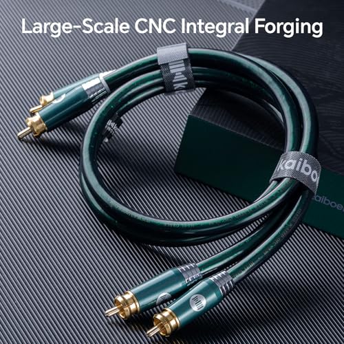 M/M Digital Audio Coaxial Cable [Silver-Plated | Copper Core | 17AWG], RCA Coaxial Cable, 2RCA Male to 2RCA Male L/R Sound Digital Coaxial Audio Cable, Emerald - size: 4.9FT/1.5M