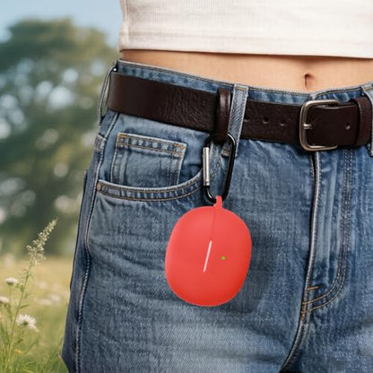 Silicone Protective Case for i121 Earbuds, Compatible with King Lucky Clip-On Open Ear Headphones, Full Cover Shockproof Anti-Scratch Case with Keychain Carabiner, Charging Port Access - color: Red