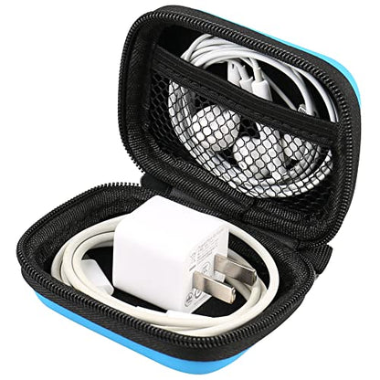 Earphone case, RISETECH Earbud Carrying Case Holder Hard EVA Headphone Small Zipper Pouch Compatible with Beats Fit Pro, TOZO A1, Bose Soundsport, EarPods, AirPods, Sony Wired Earbuds with Clip -Blue - color: Blue