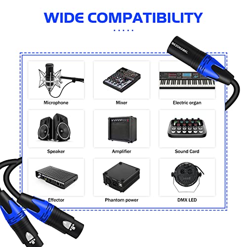 XLR Splitter, Premium Balanced 3-Pin Male to 2 Female XLR Y Cable - 10ft - size: 10ft, style: Male to 2 Female XLR