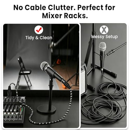 XLR Cables Microphone Cable 3 Ft 2 Pack, 3-Pin Male to Female Balanced Audio Cable, Nylon Braided Short Mic Cord OFC Conductor