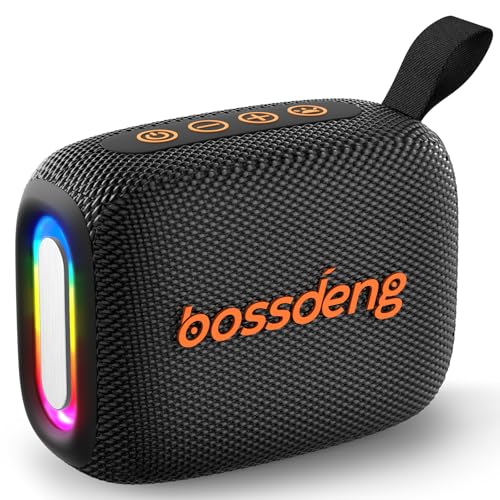 Waterproof Portable Bluetooth Speaker with Lights & Lanyard, Black | Compact Wireless Outdoor Speaker, 10H Playtime, Bluetooth 5.3 Stable Connection IPX5 for Beach, Camping, Travel and Shower - color: Black