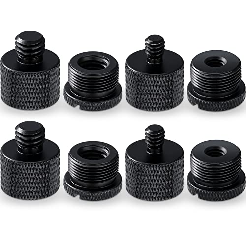 8 Pieces Mic Stand Adapter 5/8 Female to 3/8 Male and 3/8 Female to 5/8 Male, 5/8 Female to 1/4 Male and 1/4 Female to 5/8 Male Screw Thread Adapter Mic Thread Adapter Set for Microphone (Black) - color: Black