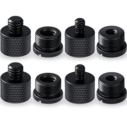 8 Pieces Mic Stand Adapter 5/8 Female to 3/8 Male and 3/8 Female to 5/8 Male, 5/8 Female to 1/4 Male and 1/4 Female to 5/8 Male Screw Thread Adapter Mic Thread Adapter Set for Microphone (Black) - color: Black