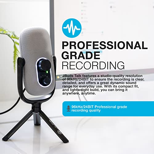 JLab JBuds Talk USB-C Microphone with Cardioid, Omni, Stereo, bi-Directional Modes, gain and Mute Controls, 3.5mm aux, White - color: White