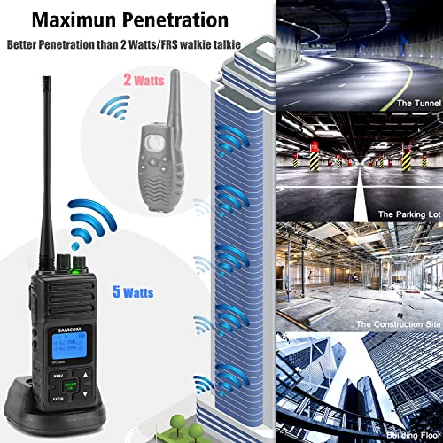 SAMCOM Upgraded Frequency FPCN30A Walkie Talkies for Adults Long Range | with Earpiece 24-Hour Battery Life,Programmable, 5W High Power, Dual PTT, Group Call, for Business Construction,2Pack