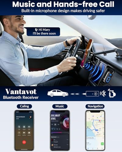Aux Bluetooth 5.3 Adapter for Car, Bluetooth Receiver Aux Car Adapter, Auxiliar Audio Blue Tooth para Carro Wireless Dongle with 3.5mm Jack for Stereo Systems and Headphones