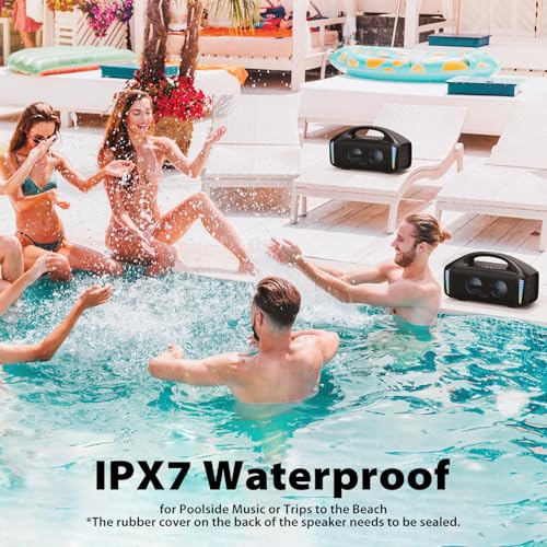 Tribit StormBox Blast Bluetooth Speaker, 90W Loud Sound, 30H Playtime | IPX7 Waterproof, 140W Peak, XBass, LED Light, Wireless, Portable, TWS Pairing, Custom EQ, BT5.3, Party, Outdoor, Camping