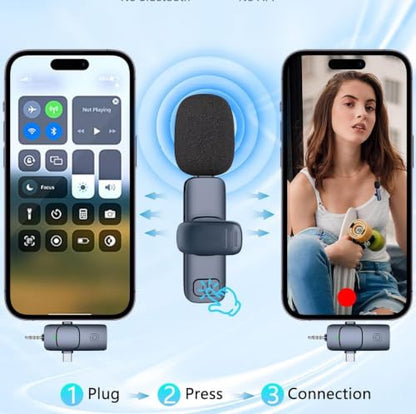 4 in1 Wireless Lavalier Recording Mic 2.4G Ultra Low Delay Noise Canceling | Storage Case Included, Works with iOS, Android, Camera, PC, Ideal for Vlog, Live Streaming,Tiktok,Youtube Podcast