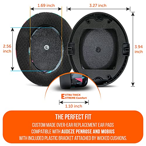 WC Freeze Penrose - Cooling Gel Earpads for Audeze Penrose & Mobius | Made by Wicked Cushions | Hybrid Fabric, Improved Durability, Thickness & Sound Isolation | 90s Black - color: 90s Black