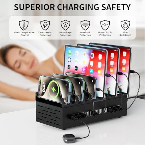 300W USB Charging Station, 22-Port Desktop Fast Charger Station for Multiple Devices, Organizer Charging Dock with Intelligent Protection for iPhone, iPad, Tablets and More