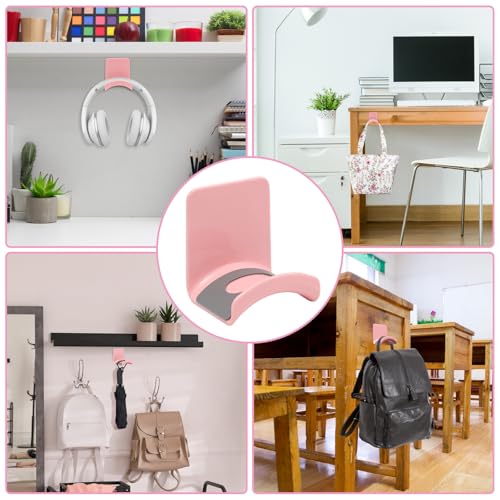 Pink Headphone Stand Hanger, Table Wall Mount Headset Holder Hook | 1Pcs ABS Plastic Adhesive Earphones Hangers for Desk Headphone Hanger, Most Headphones and Controller - color: Pink, size: Wall Mount