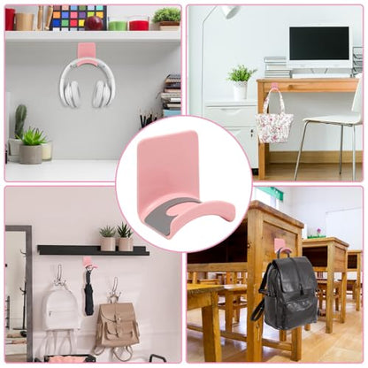 Pink Headphone Stand Hanger, Table Wall Mount Headset Holder Hook | 1Pcs ABS Plastic Adhesive Earphones Hangers for Desk Headphone Hanger, Most Headphones and Controller - color: Pink, size: Wall Mount