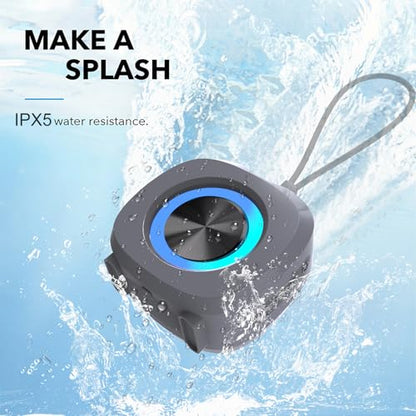 PEICHENG Speaker, Small Portable Bluetooth Wireless IPX5 Waterproof Shower Speaker,Loud Stereo Sound Deep Bass,TWS Paire, RGB Lights,Long Playtime for Outdoor Party, Great Gift,1PC(Gray) - color: Gray