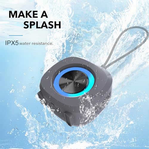 PEICHENG Speaker, Small Portable Bluetooth Wireless IPX5 Waterproof Shower Speaker,Loud Stereo Sound Deep Bass,TWS Paire, RGB Lights,Long Playtime for Outdoor Party, Great Gift,1PC(Gray) - color: Gray